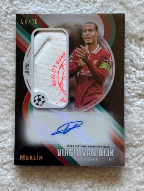 Number Match Virgil Van Dijk 04/10 2025 Topps Merlin Match Ball Auto Case Hit