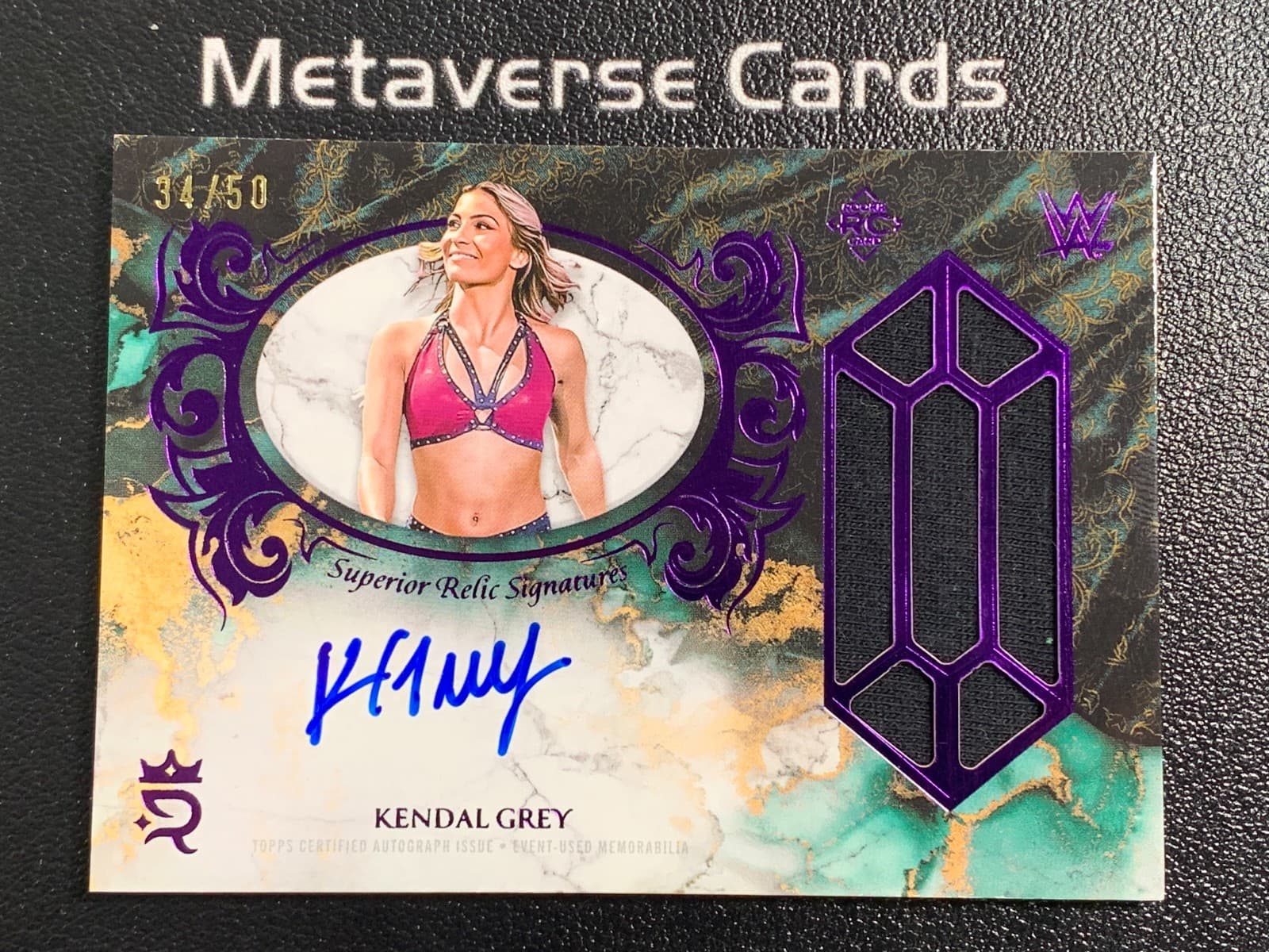 2025 Topps Royalty WWE Kendal Grey Superior Relic Signatures Purple Auto 34/50