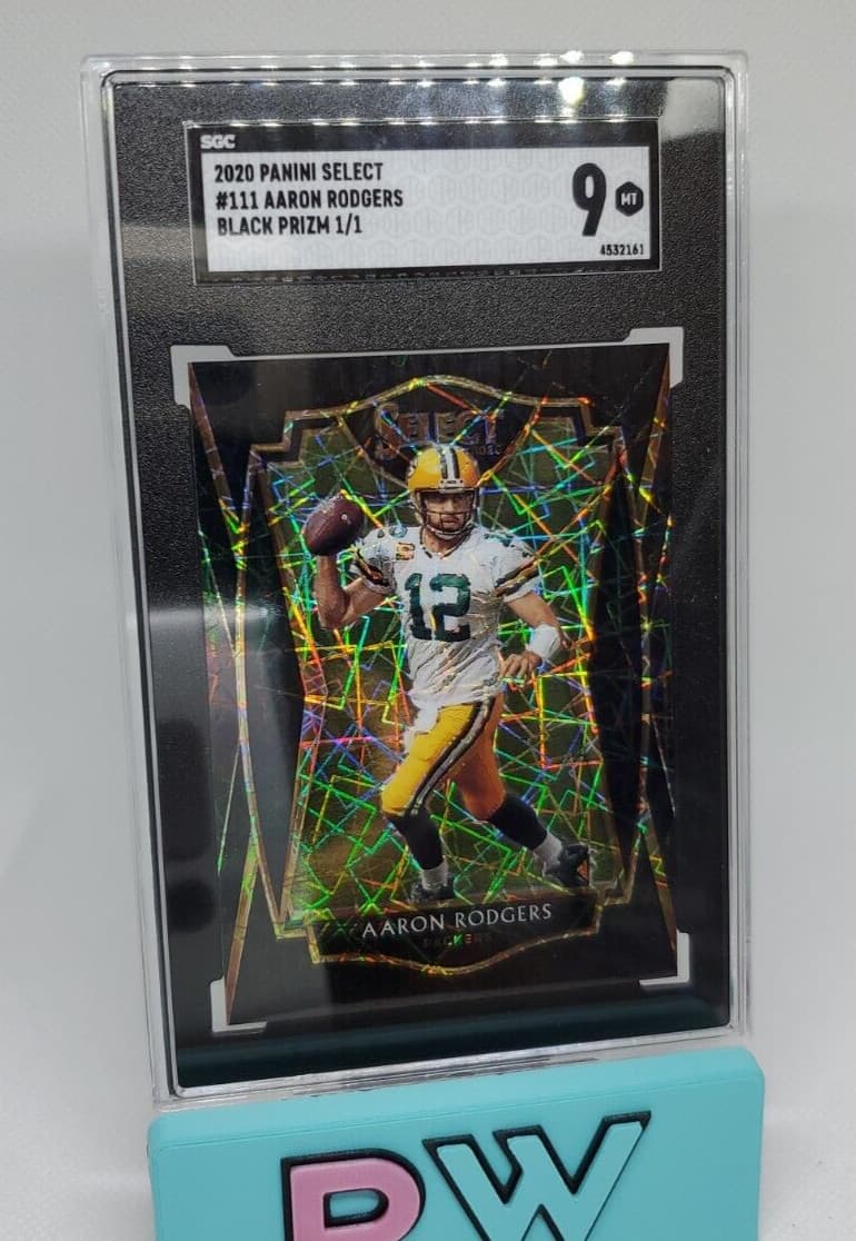 2020 Panini Select Aaron Rodgers True Black Prizm 1/1 one of one Packers SGC 9