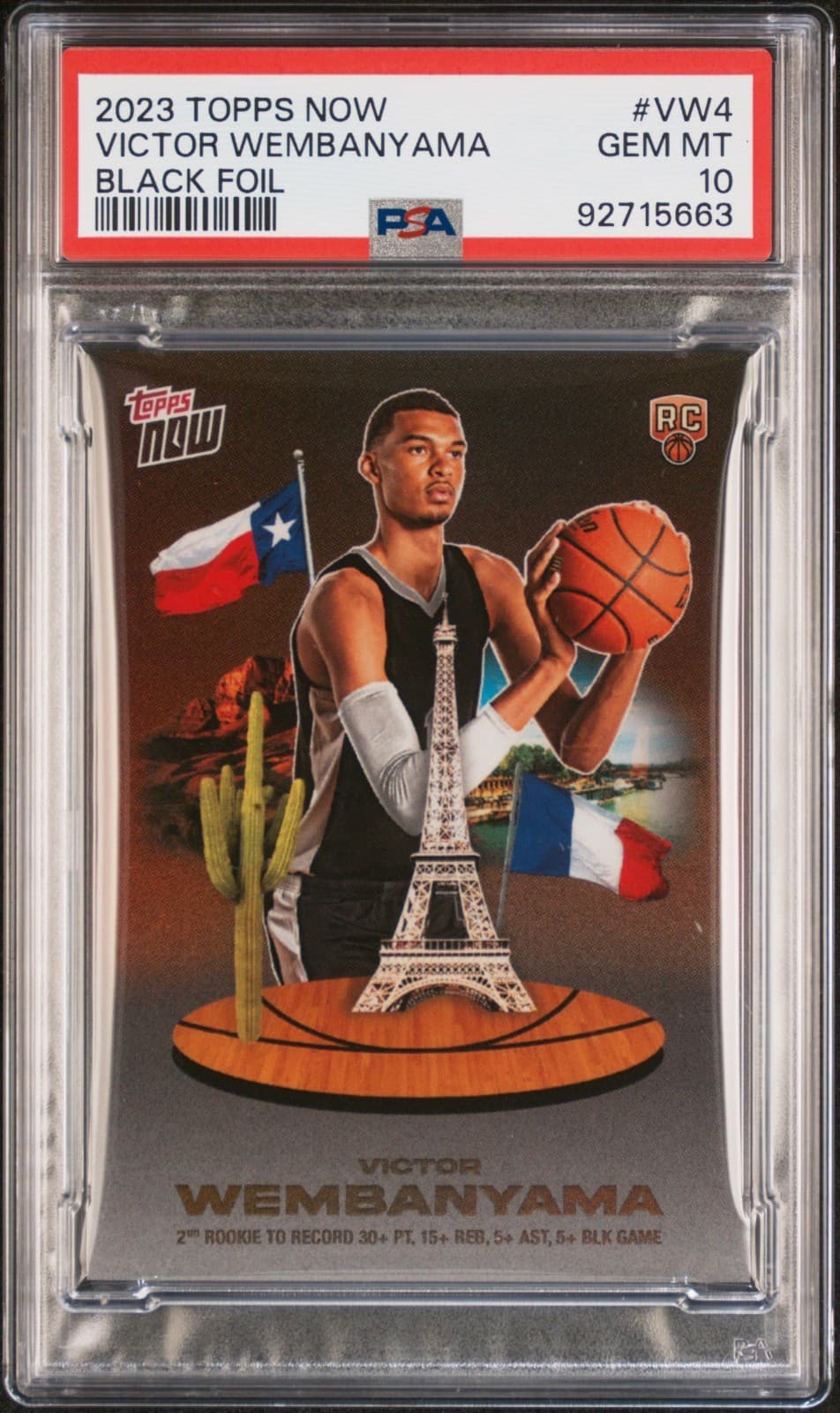 2023 Topps Now - Victor Wembanyama RC Downtown Black Foil Rookie PSA 10 POP 8!!