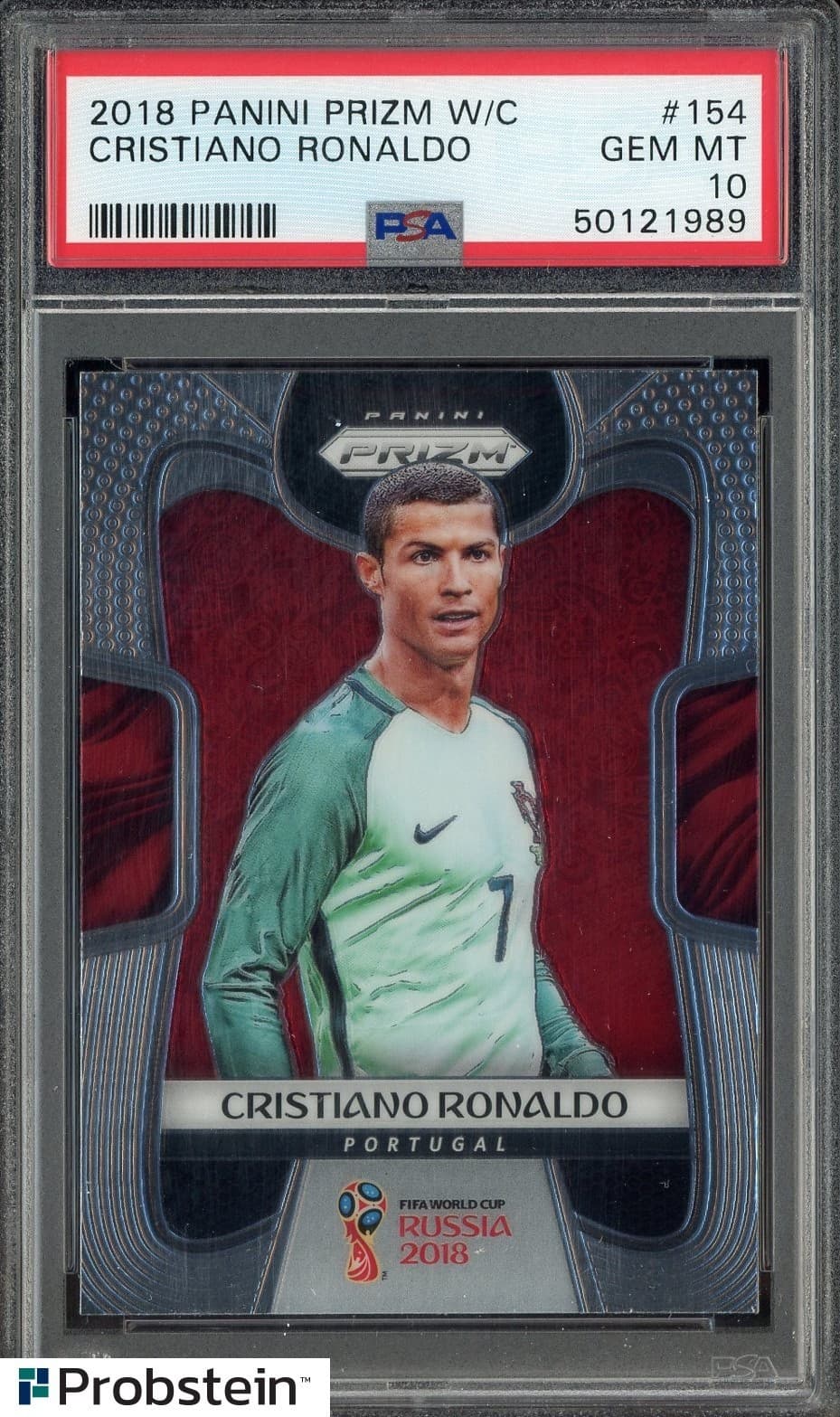 2018 Panini Prizm World Cup Soccer #154 Cristiano Ronaldo Portugal PSA 10