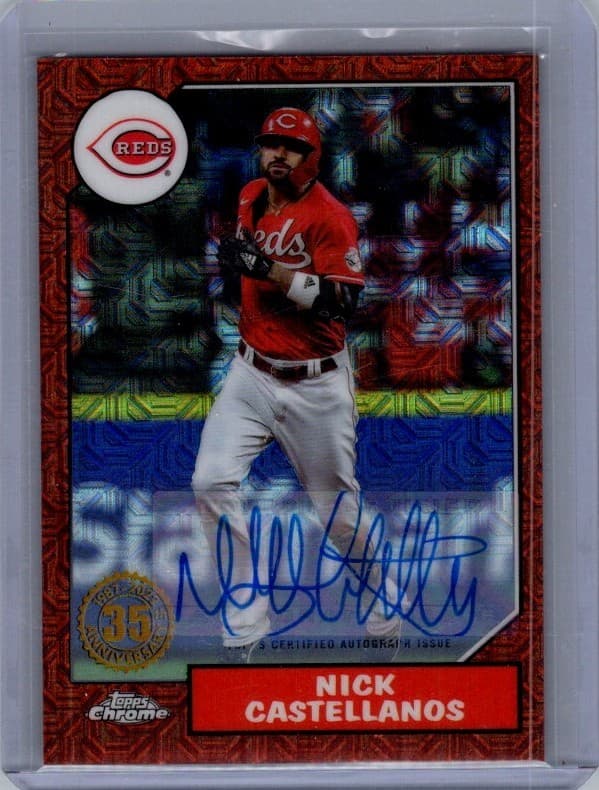 2022 Topps Series 2 Nick Castellanos 1987 Baseball Orange Auto /25 Phillies
