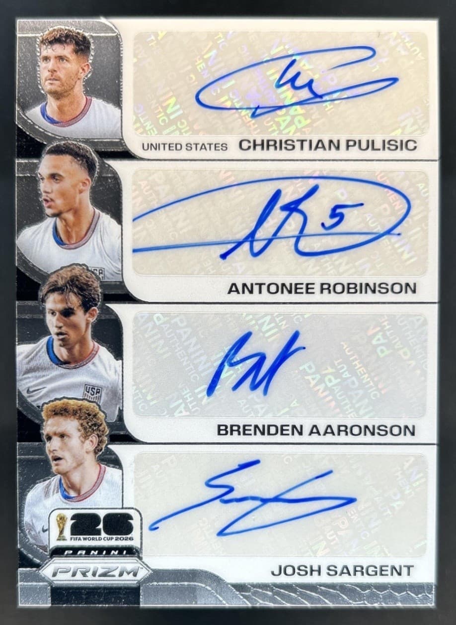 2026 Prizm World Cup Robinson Aaronson Christian Pulisic Sargent Quad Auto #USA