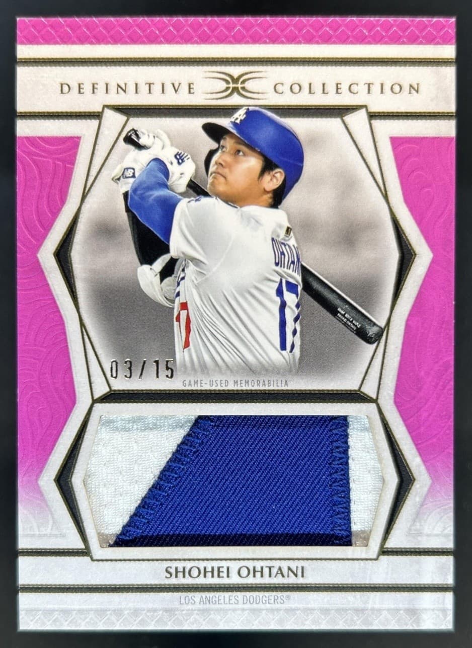 2025 Topps Definitive Shohei Ohtani Jumbo Relic Patch Pink #/15