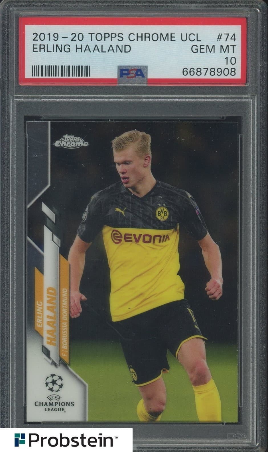 2019-20 Topps Chrome UCL Soccer #74 Erling Haaland RC Rookie PSA 10 GEM MINT