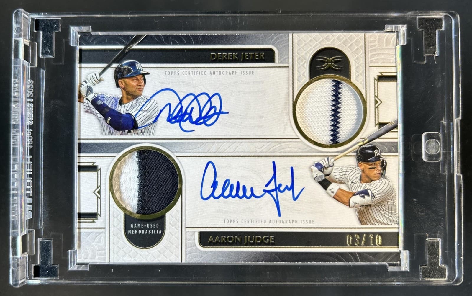 2025 Topps Definitive Aaron Judge Derek Jeter Dual Relic Auto Patch Black #/10