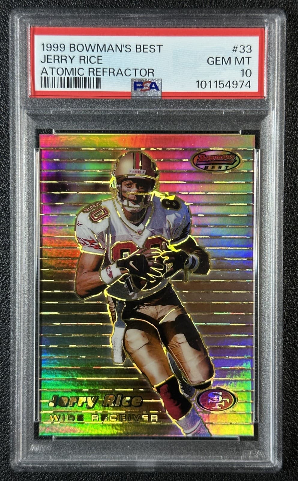 Pop 3 Jerry Rice Psa 10 1999 Bowman'S Best #33 Atomic Refractor 3/100 49ers