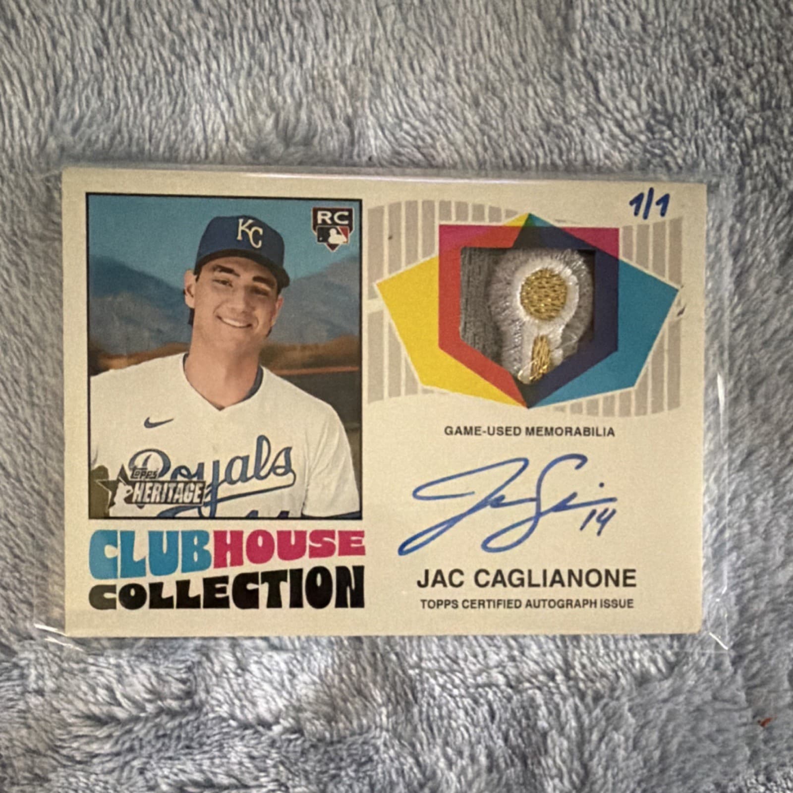 Topps 2026 Heritage Jac Caglianone Autographed Relic 1/1 Kansas City Royals