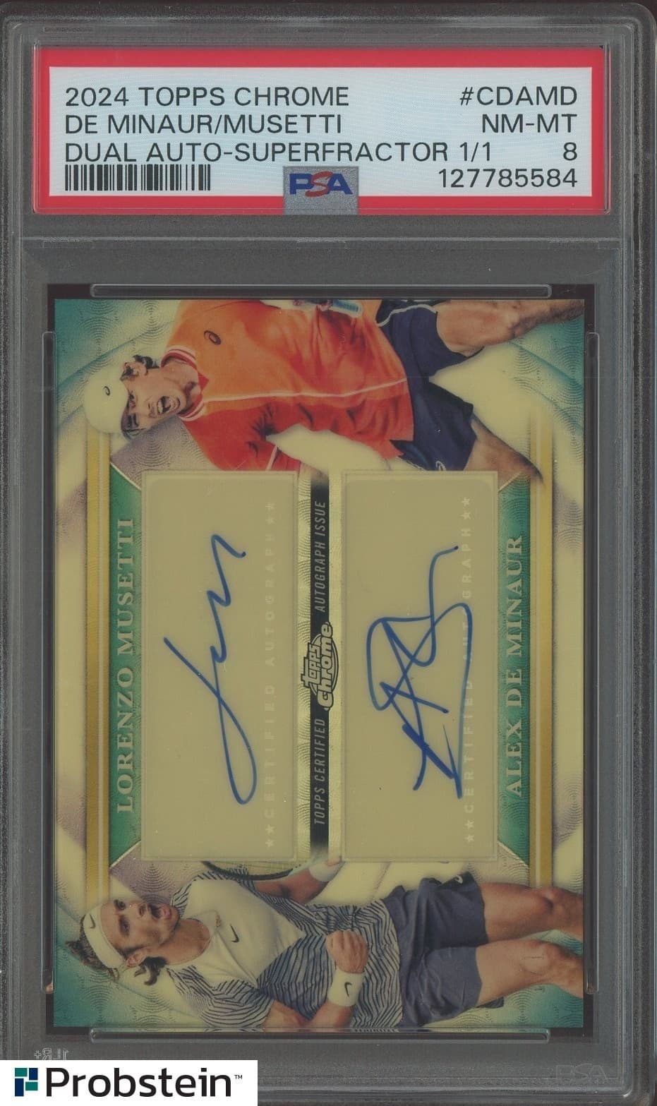 2024 Topps Chrome Superfractor L. Musetti Alex De Minaur Dual AUTO 1/1 PSA 9