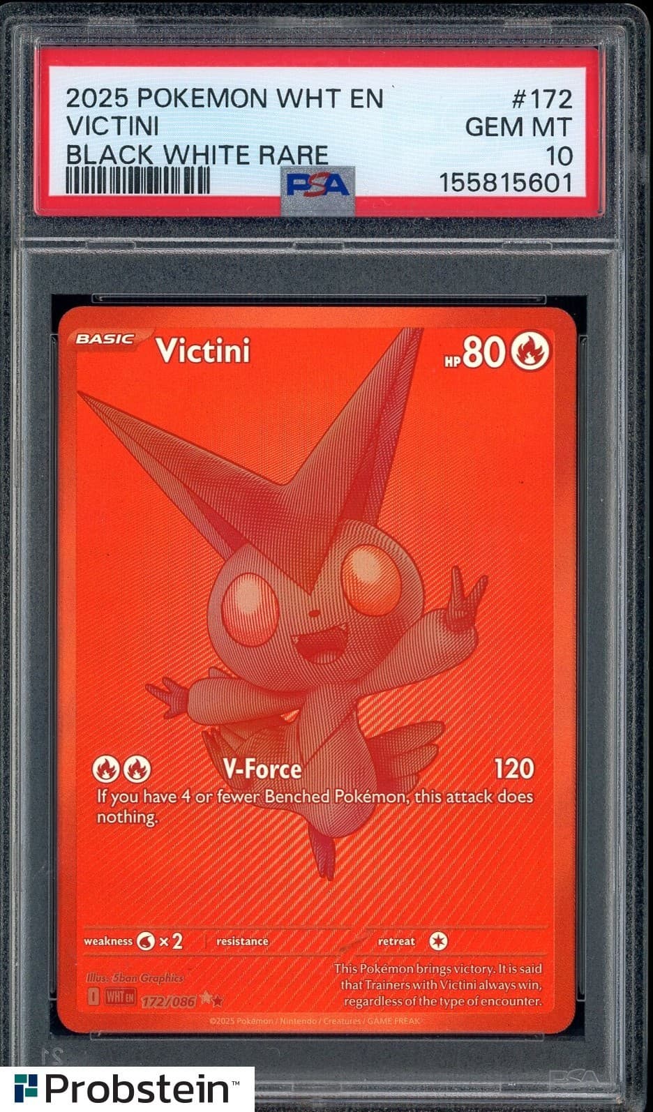 202025 Pokemon SV White Flare WHT EN Victini Black and Rare #172/086 PSA 10