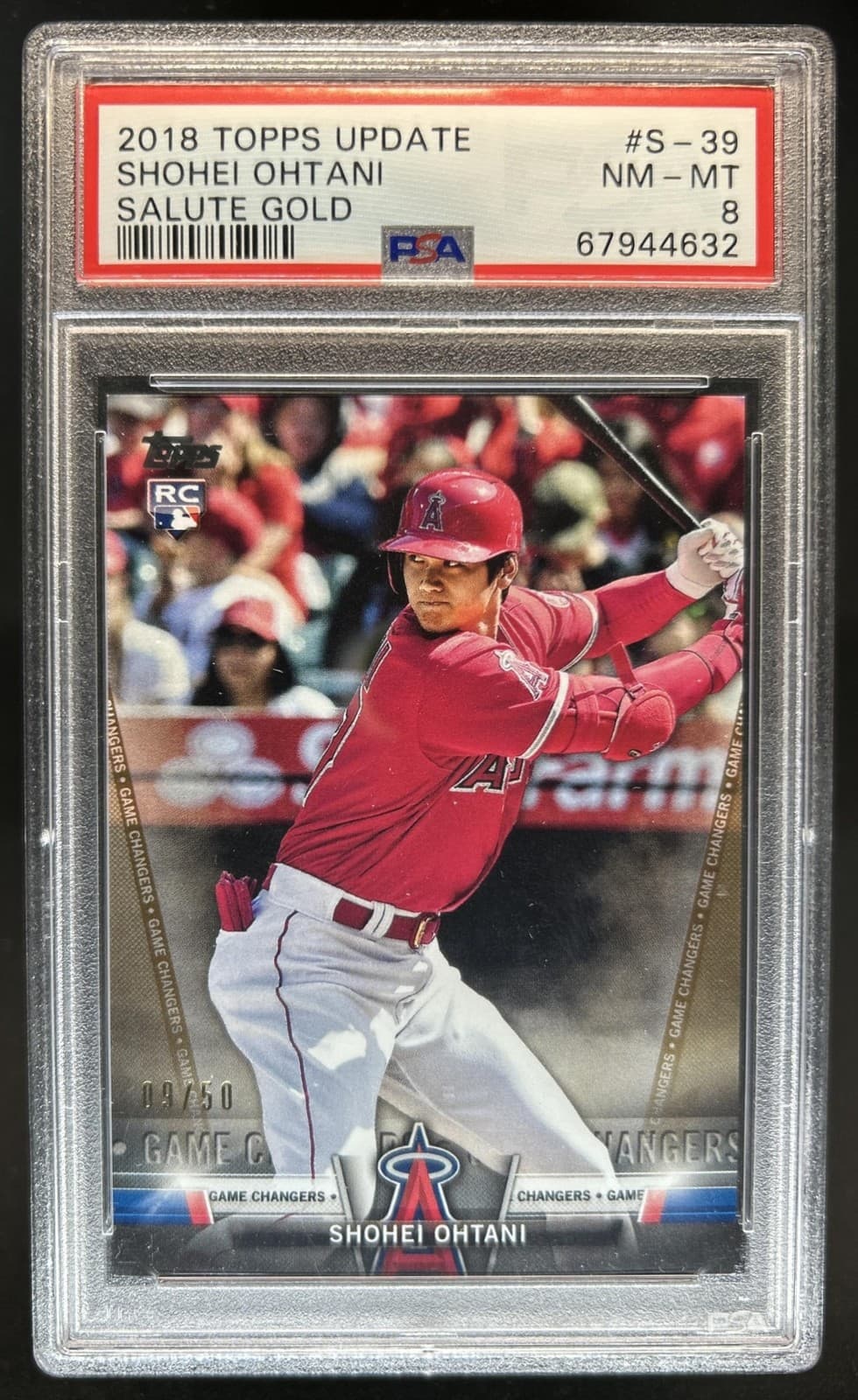 2018 Topps Update Shohei Ohtani Salute RC Gold Rookie #/50 Angels PSA 8