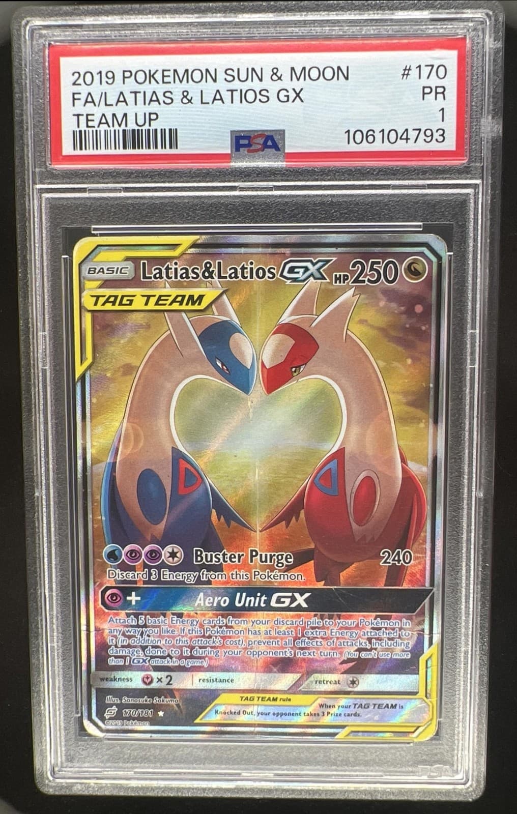 2019 Pokemon SM Team Up Latias Latios #170/181 PSA 1