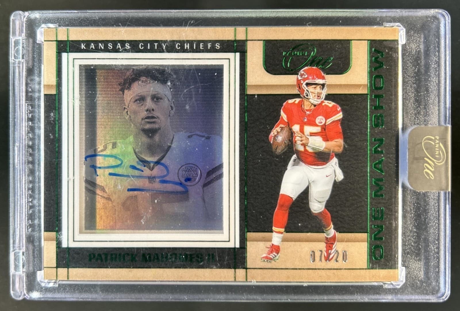 2024 Panini One Patrick Mahomes II Man Show Green Auto Autograph #/20 Chiefs