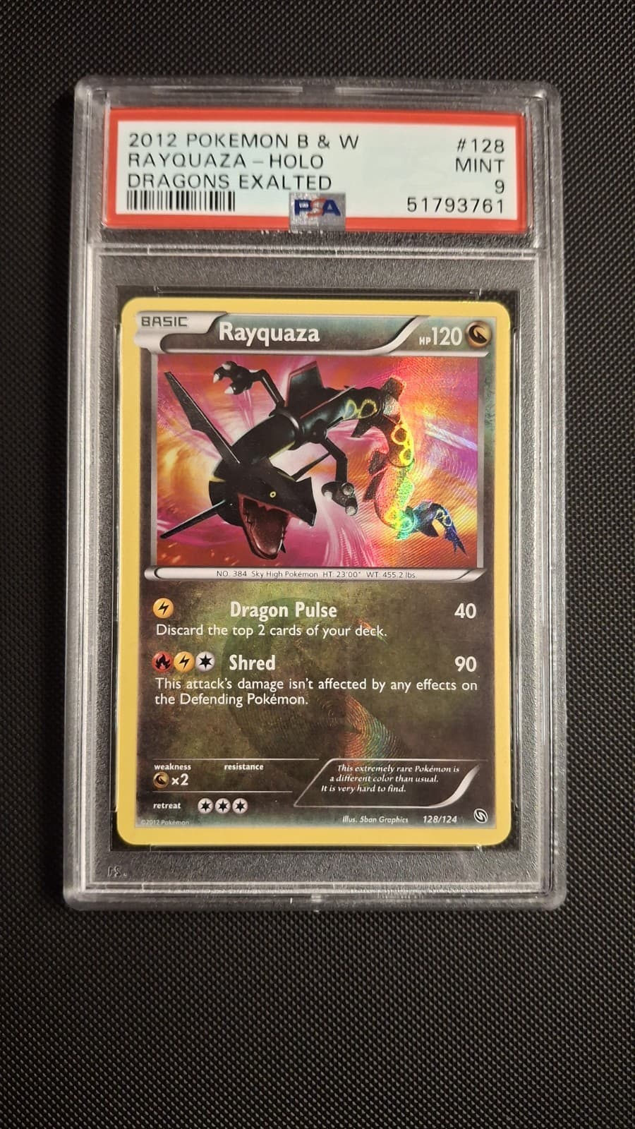 PSA 9 Rayquaza Dragons Exalted #128 Holo Secret Rare Pokemon B&W