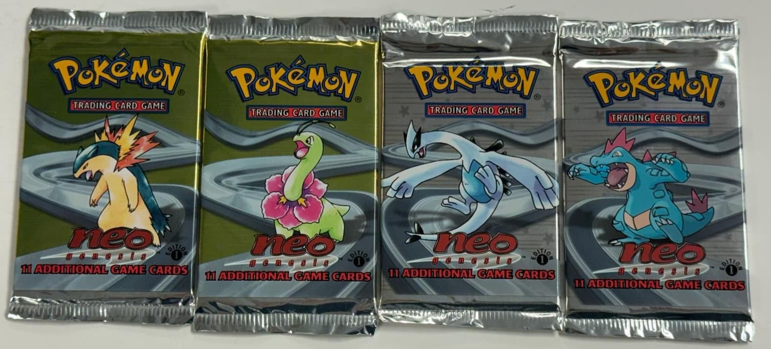 Pokemon TCG Neo Genesis 1st Edition Booster Pack SEALED ARTSET (4 Packs Total)