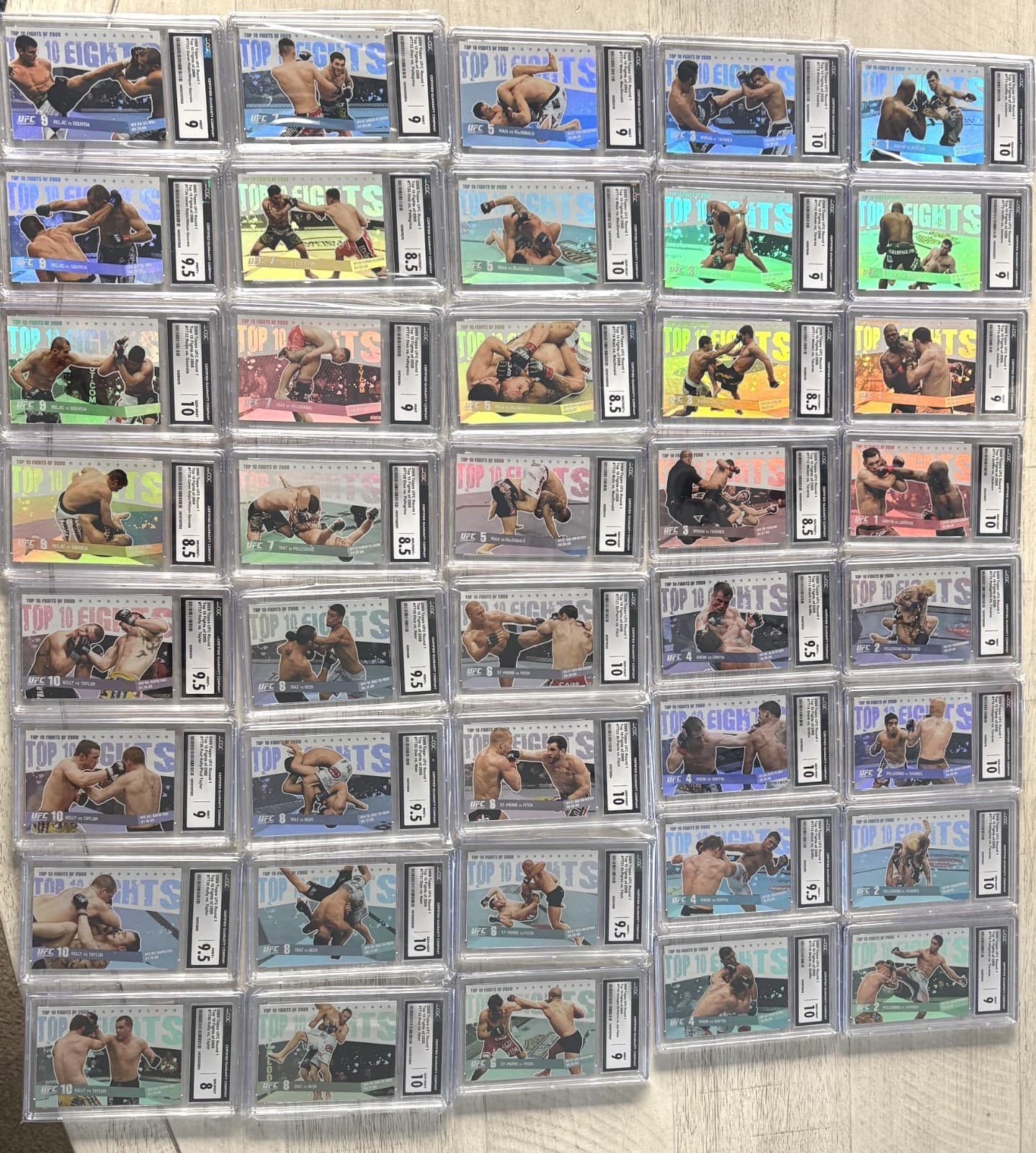 UFC TOPPS 2009 Round 1 Top 10 Fights of 2008 Complete 40 Card Graded Set. CGC