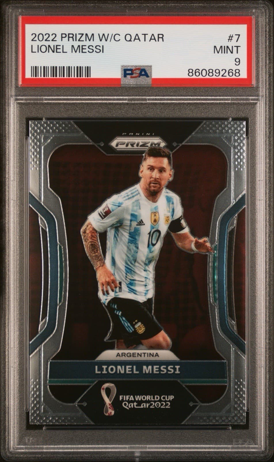 2022 Panini Prizm World Cup Qatar #7 Lionel Messi Psa 9 Argentina Champions 🐐