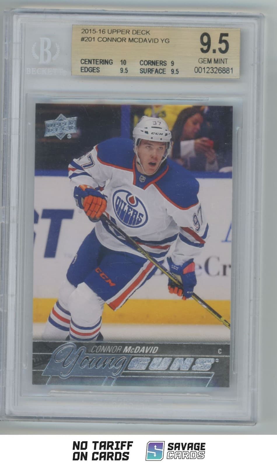 2015-16 Upper Deck Young Guns Connor McDavid RC BGS 9.5 #201 Edmonton Oilers