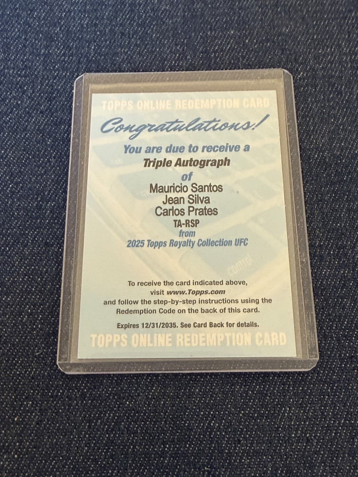 2025 Topps Royalty UFC - Triple Auto /25 Santos Silva Prates Rookie Redemption