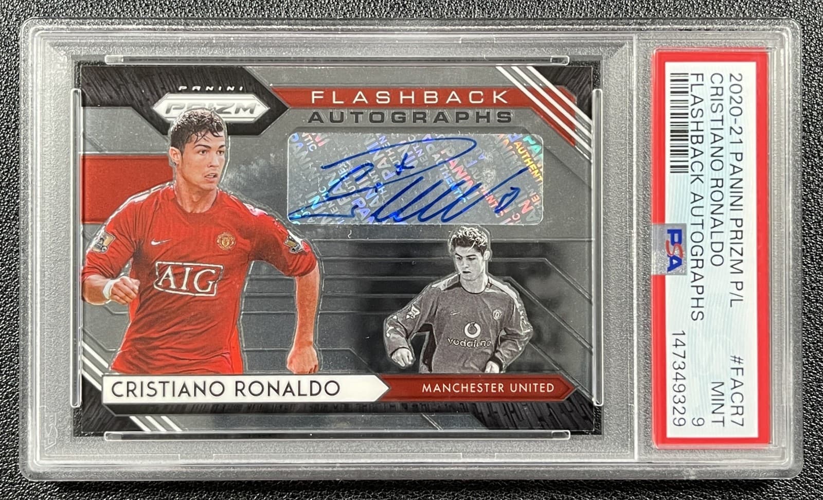 Cristiano Ronaldo Psa 9 2020-21 Panini Prizm P/L #Fa-Cr7 Flashback Auto 9329