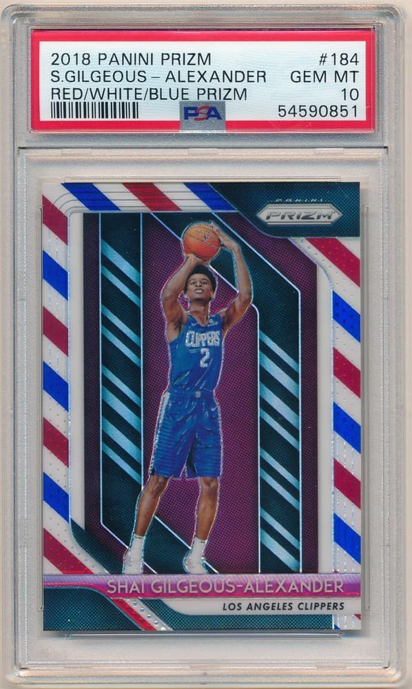 SHAI GILGEOUS-ALEXANDER 2018/19 PANINI PRIZM 184 RC RED WHITE BLUE SP PSA 10 GEM