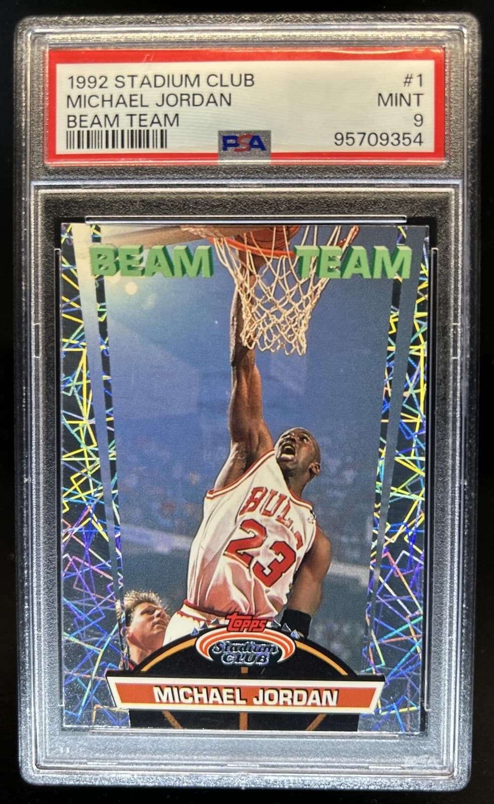 1992-93 Topps Stadium Club Michael Jordan Beam Team #1 Bulls PSA 9