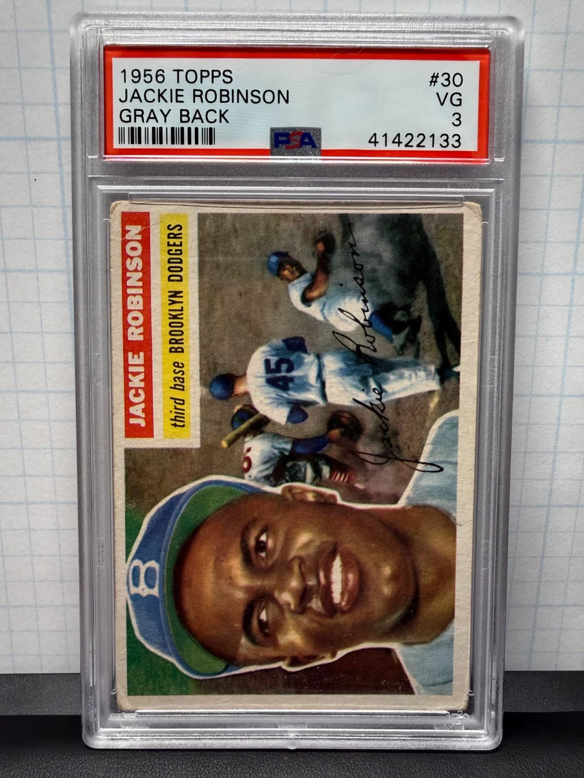 1956 Topps Jackie Robinson 'Gray Back' #30 ~ PSA 3 ~ Collection Sale 3/89