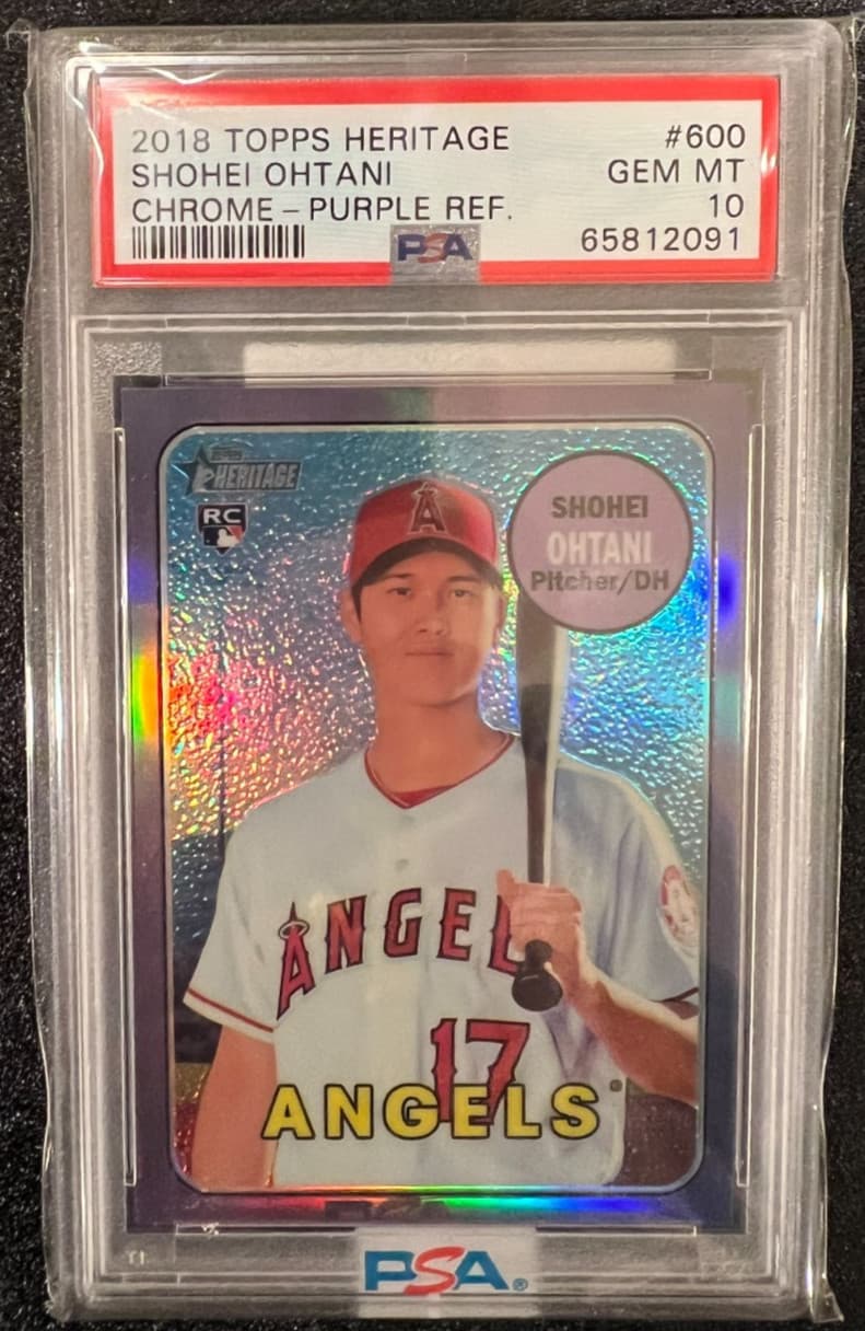 2018 TOPPS HERITAGE CHROME 600 PURPLE REFRACTOR SHOHEI OHTANI RC PSA 10 GEM MINT