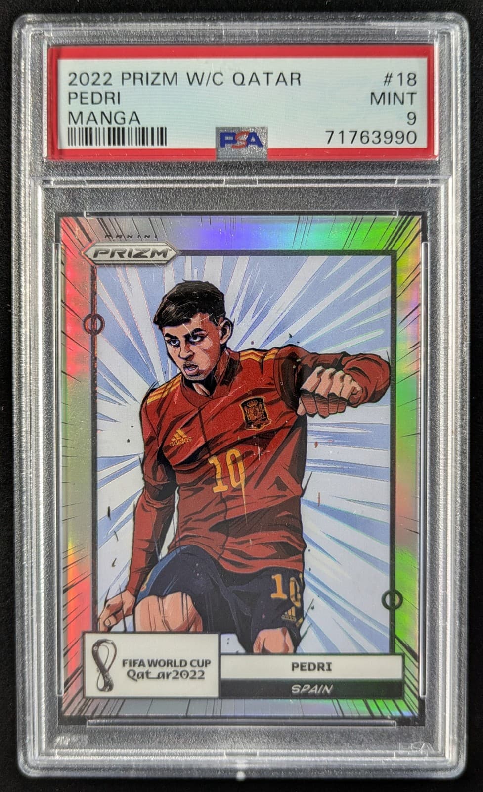 2022 Panini Prizm FIFA World Cup Qatar PEDRI Manga SSP Spain #18 PSA 9