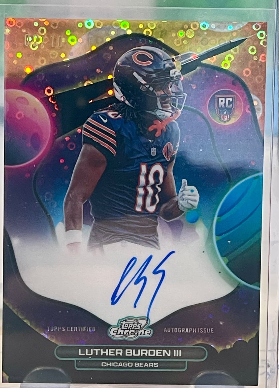 Topps 2025 Cosmic Chrome Football Luther Burden III Bears #FFS-LBU RC Auto 2/10