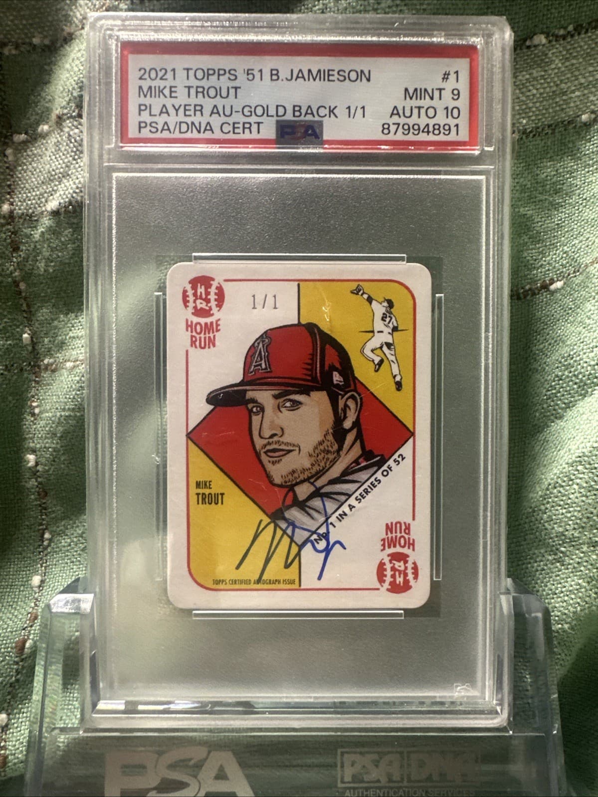2021 Topps 1951 Blake Jamieson Mini Mike Trout 1/1 Autographed GOLD