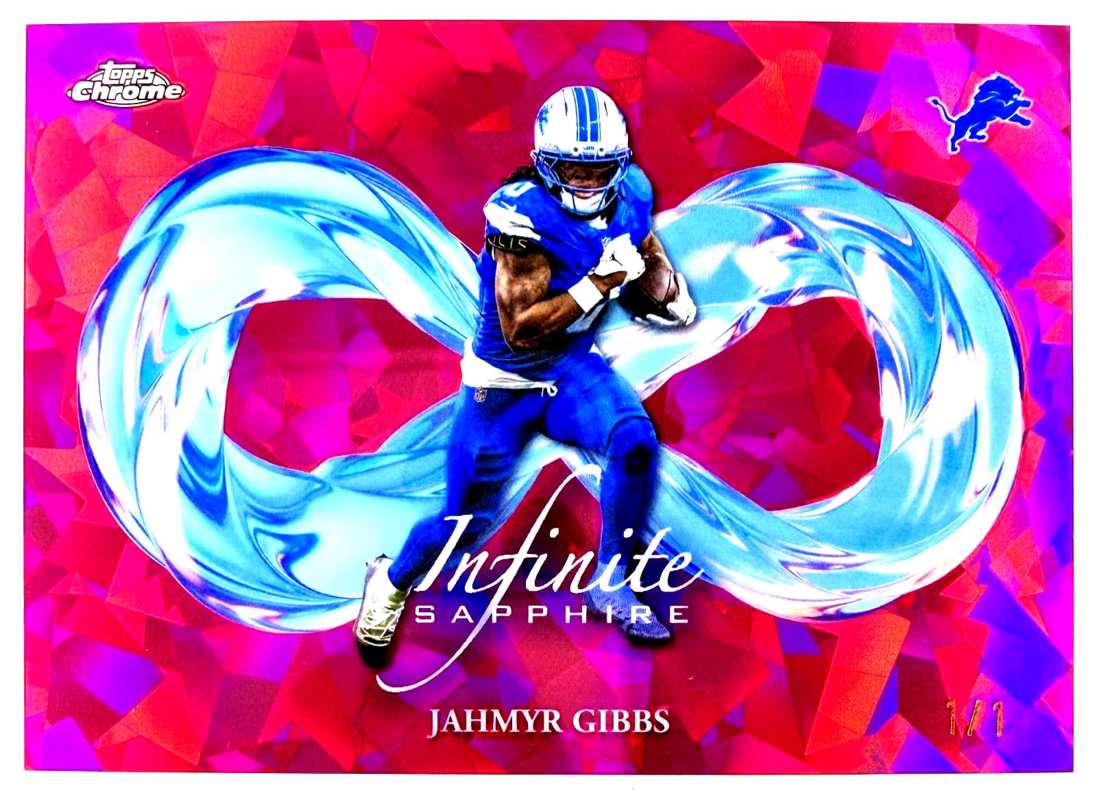 2025 Topps Chrome Sapphire JAHMYR GIBBS Infinite Padparadscha 1/1 - Lions