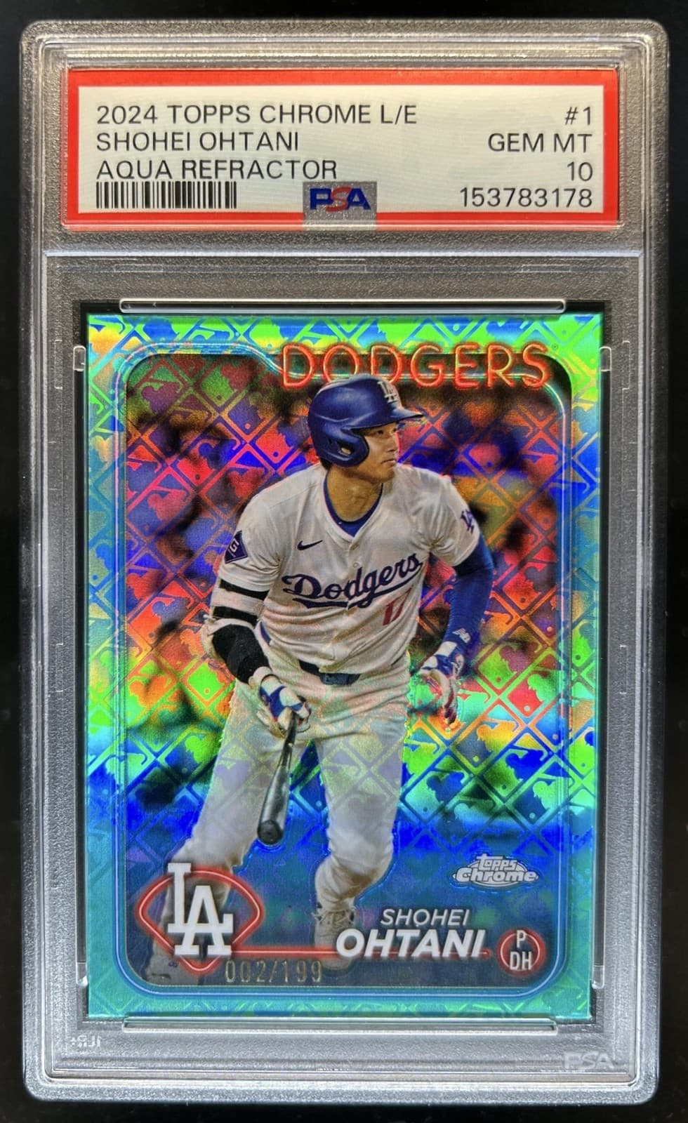 2024 Topps Chrome Logofractor Shohei Ohtani Aqua MLB Refractor #/199 PSA 10