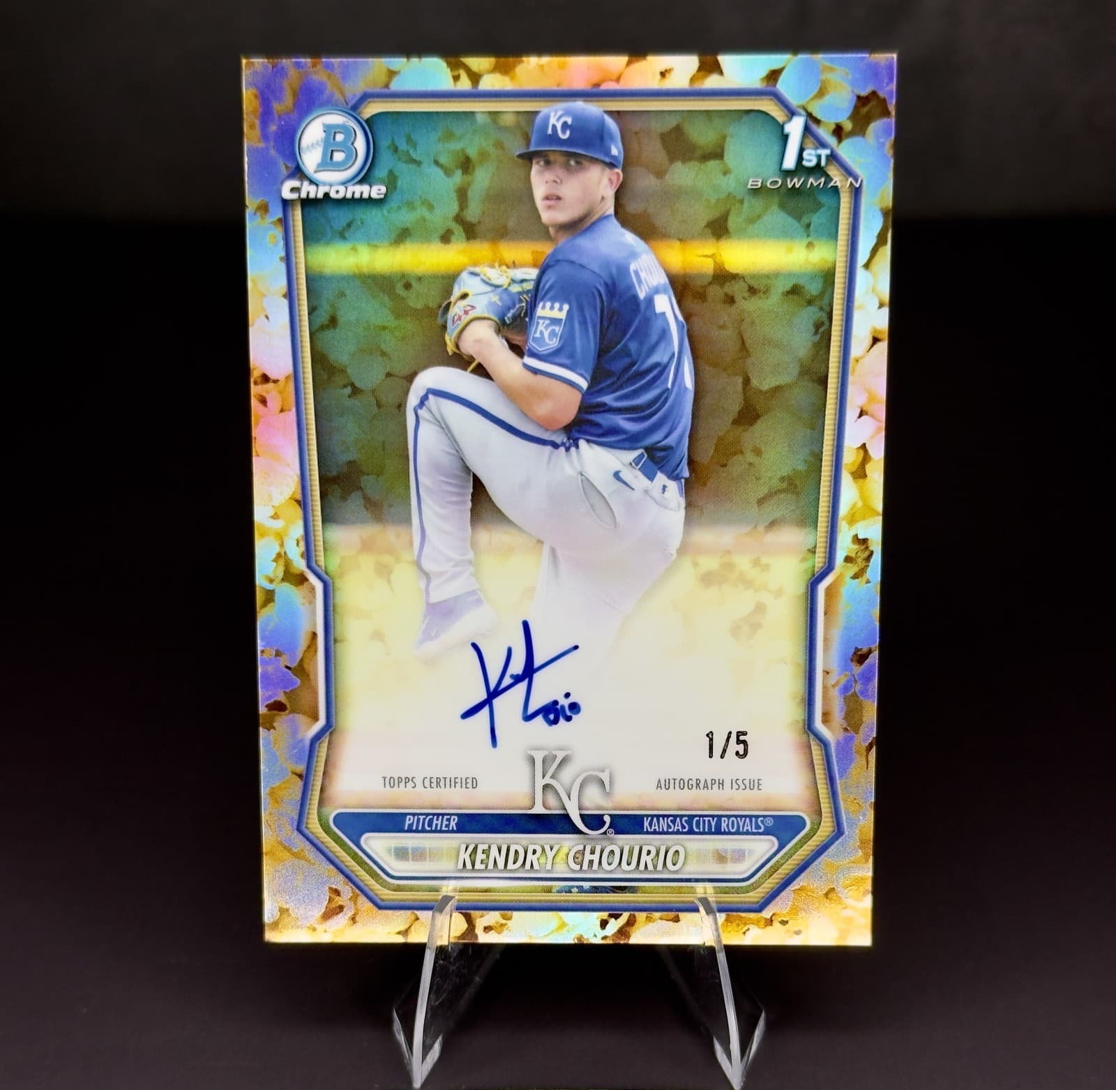 2026 Bowman Chrome Kendry Chourio 1st Bowman Auto Popcorn Ref #/5 KC Royals