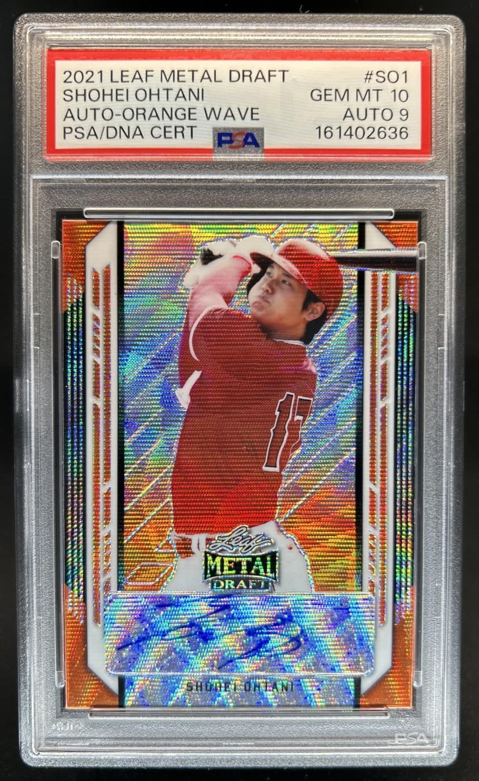 2021 Leaf Metal Draft Shohei Ohtani Orange Wave Auto #/4 PSA 10 GEM MINT 9
