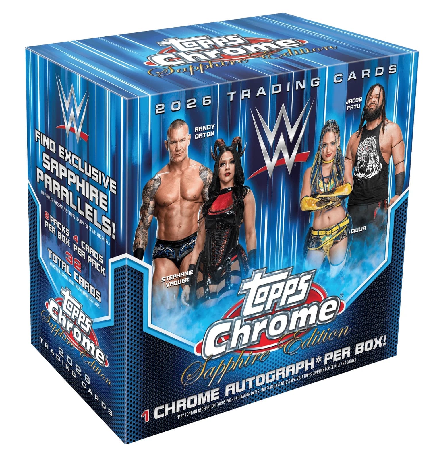 2026 Topps Chrome Sapphire edition WWE Hobby Box Sealed In hand 1 AUTO per box
