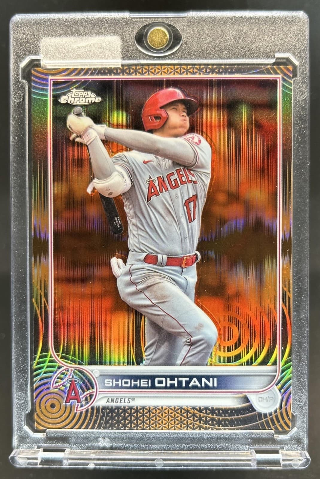 2022 Topps Chrome Sonic Shohei Ohtani Orange/Black Pulse Refractor #/25 Angels