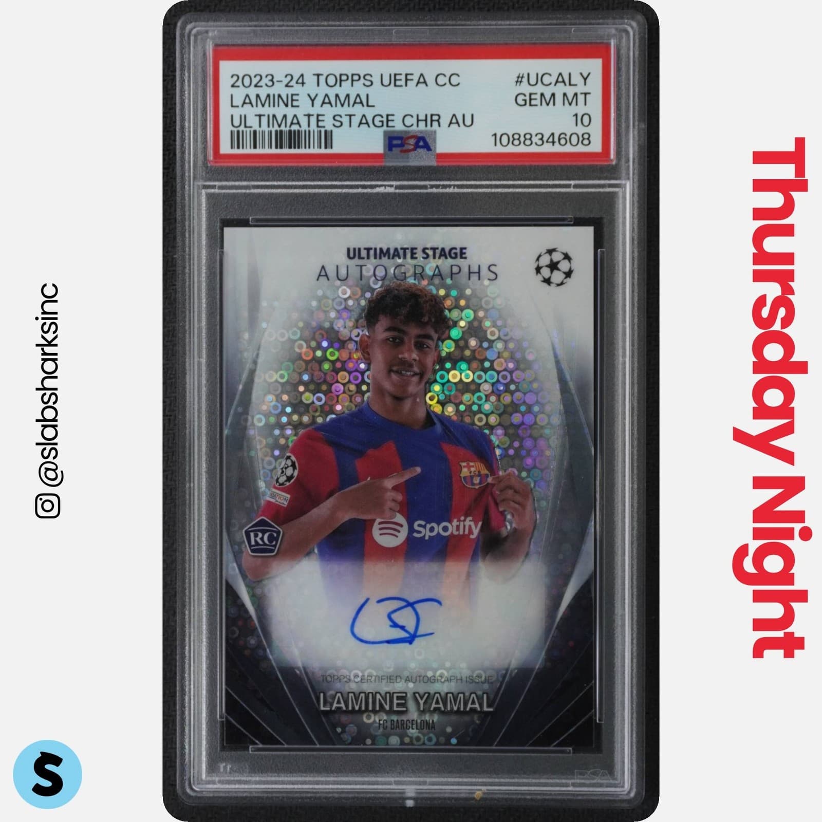 2023 Topps Uefa Cc #Uca-Ly Lamine Yamal Ultimate Stage Chrome Auto Rookie Psa 10