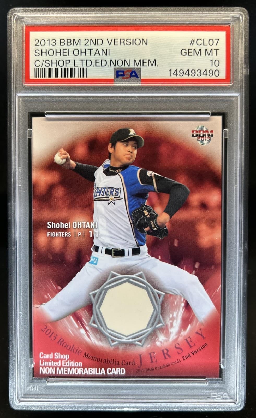2013 BBM Shohei Ohtani Card Shop Limited Editon 2nd Version Non #CL07 PSA 10