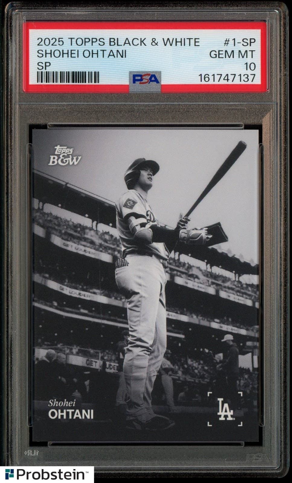 2025 Topps Black & White SP #1SP Shohei Ohtani Dodgers PSA 10 GEM MINT