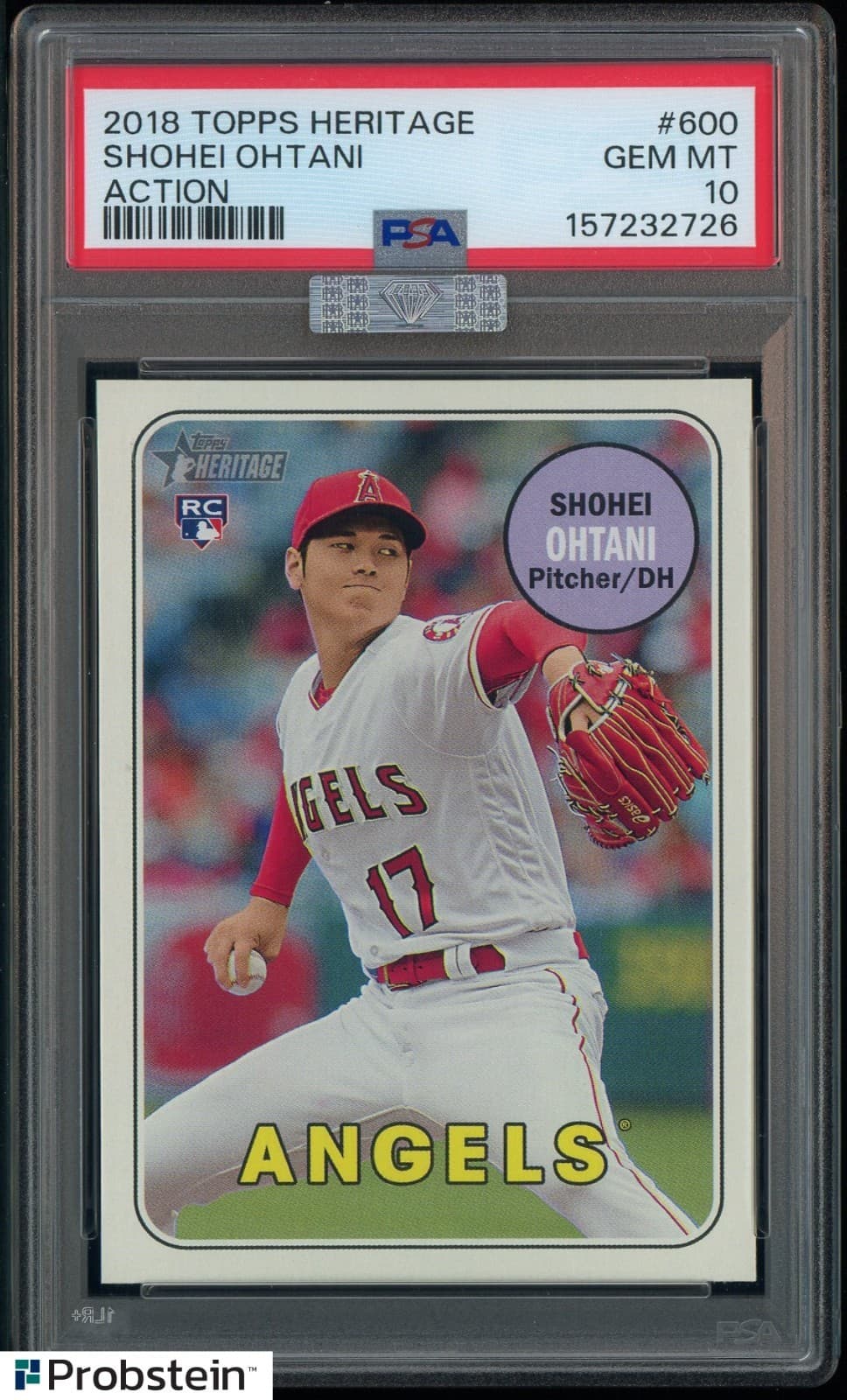2018 Topps Heritage Action #600 Shohei Ohtani RC SSP PSA 10 MBA SILVER DIAMOND