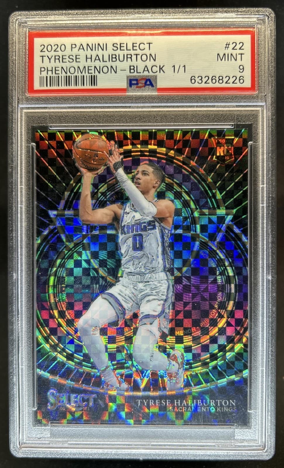 2020-21 Panini Select Tyrese Haliburton Phenomenon Rookie RC Black #1/1 PSA 9