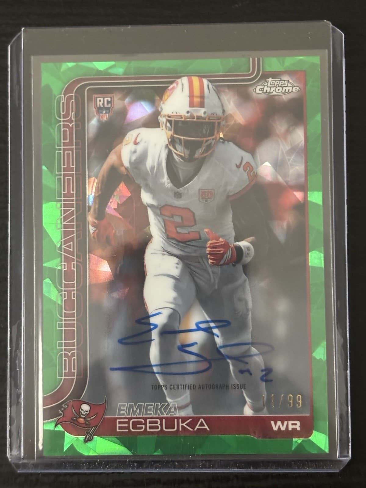 2025 Topps Chrome Sapphire - Emeka Egbuka On Card Auto #RA-EE Green Lava /99