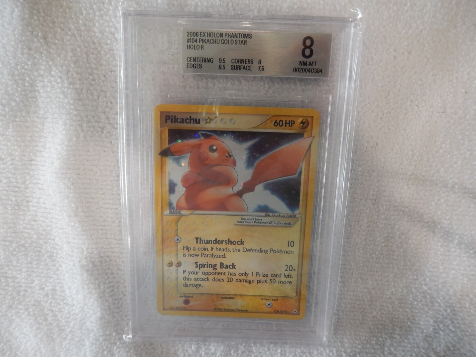 Pokemon Pikachu Gold Star EX Holon Phantoms Holo Ultra Rare #104 BGS 8