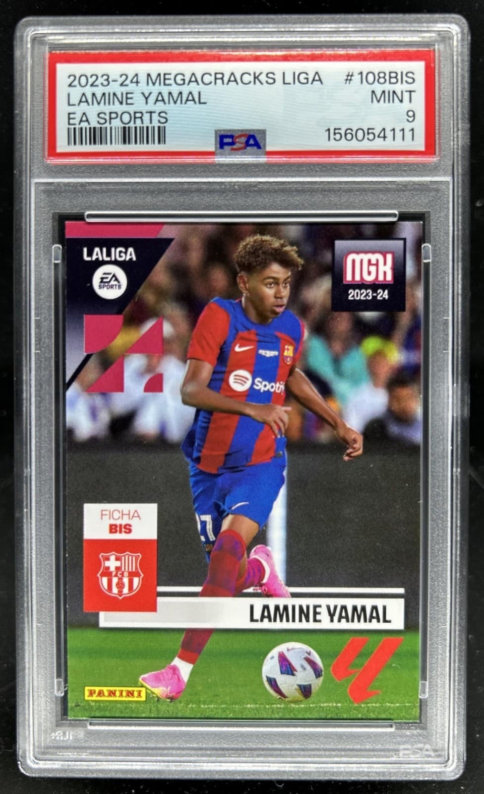 2023 Panini Megacracks LaLiga EA Sports Lamine Yamal RC #108 bis Barcelona PSA 9