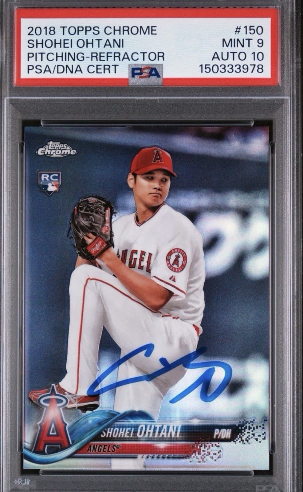 2018 Topps Chrome Shohei Ohtani #150 Rookie Refractor Autograph PSA 9 Angels