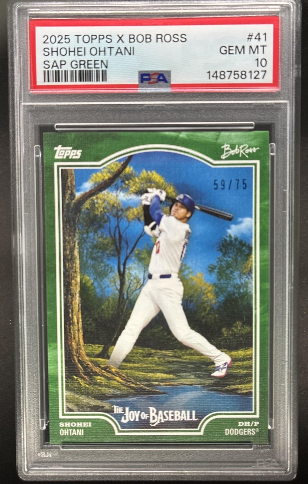 2025 Topps Bob Ross: The Joy of Baseball Shohei Ohtani Sap Green #/75 PSA 10