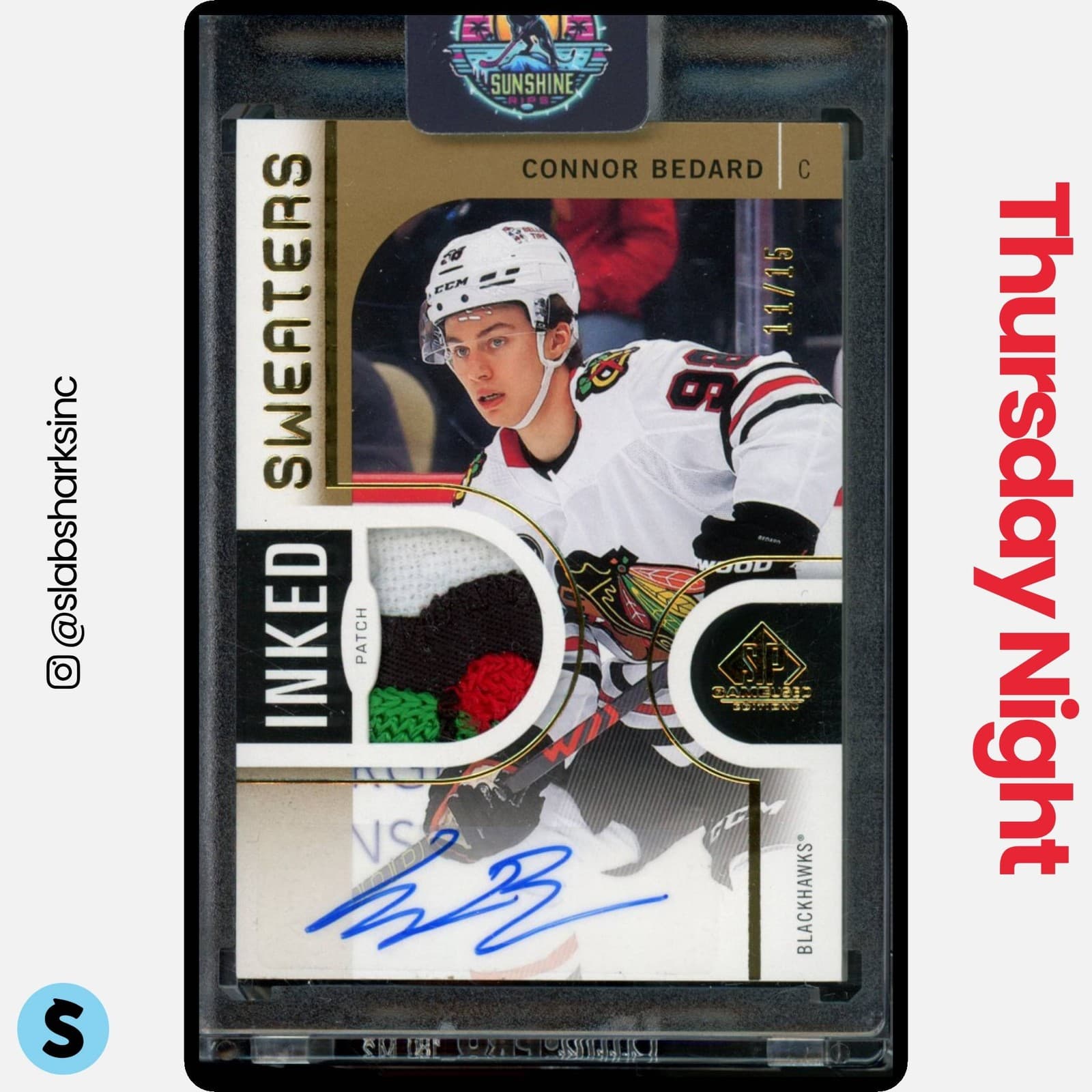 2024 Upper Deck Sp Game Used #is-Cb Connor Bedard Inked Sweaters Patch Auto /15