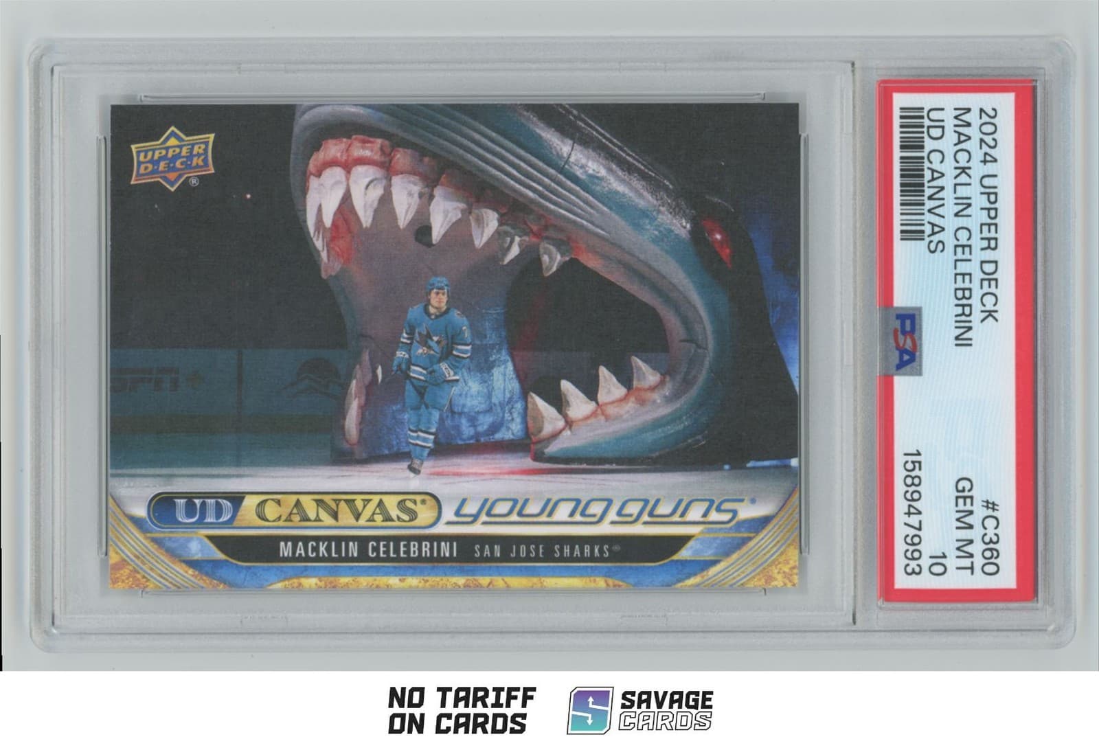 2024-25 Upper Deck UD Canvas Young Guns Macklin Celebrini PSA 10 #C360 San Jose