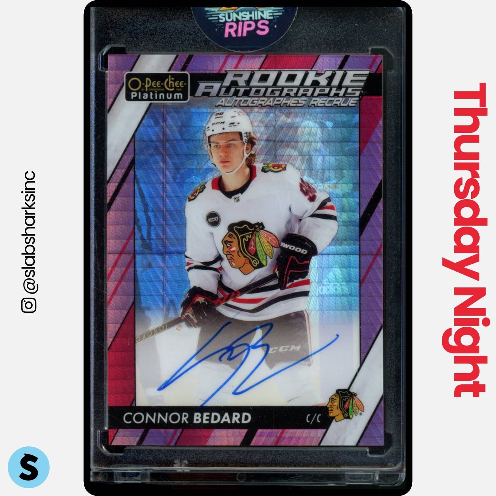 2023 O-Pee-Chee Platinum #R-Cb Connor Bedard Rookie Auto Red Prism Rc /30